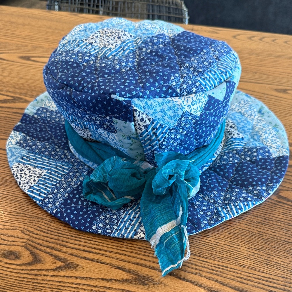 Blue Patchwork Boho Hobo Top Hat - image 2